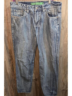 Rock & Roll Cowboy Denim Blue Jeans Men Size 36x34 Pistol Straight Leg Western